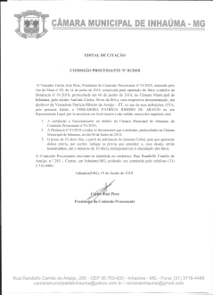 Edital de Citação da Comissão Processante - CP N° 01/2018