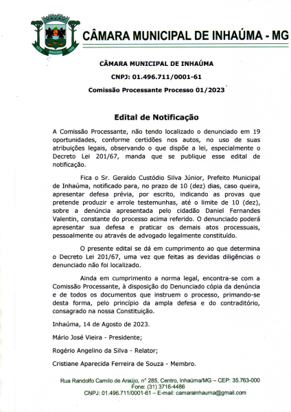 Edital de Notificação 01/2023