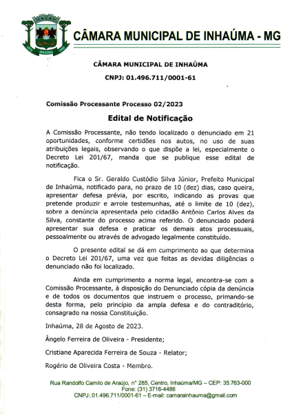 Edital de Notificação 02/2023