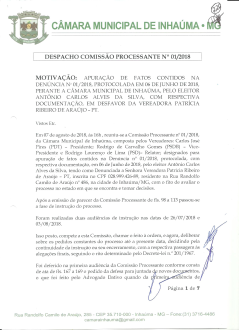 Despacho da Comissão Processante N° 01/2018