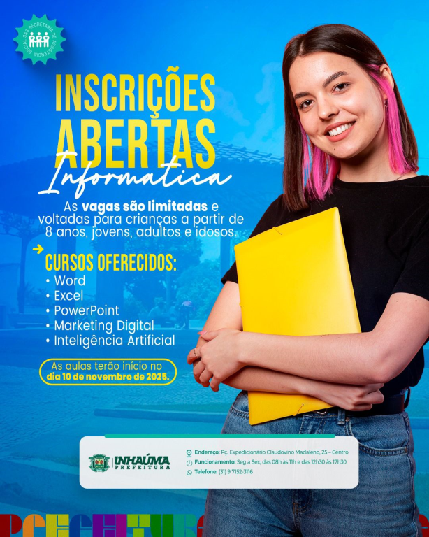 INSCRIÇÕES ABERTAS PARA CURSO DE INFORMÁTICA