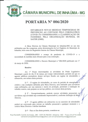 Portaria n° 006/2020